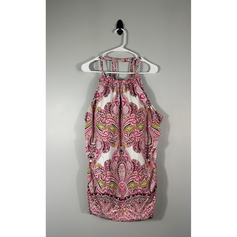 SWIM by CACIQUE Tankini Top Womens 26 Pink Paisley Swim Built in Bra